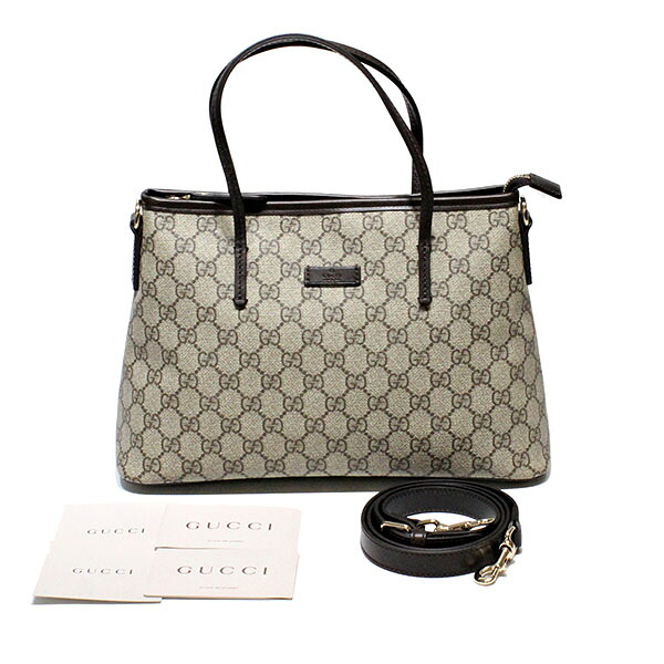 グッチ GUCCI GGスプリーム GGプラス ハンドバッグ ショルダーバッグ 2WAY レディース 斜め掛け PVC レザー ベージュ ダークブラウン 中古 ブランド ファッション プレゼント｜質・丸滝