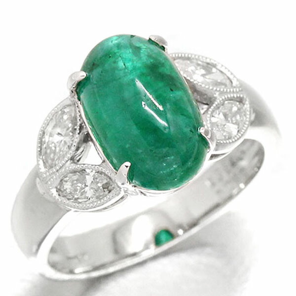 プラチナ エメラルド ダイヤモンド リング E3.84ct D0.63ct 14号 8.0g レディース 中古 指輪 ジュエリー アクセサリー 上品 普段使い 記念日 誕生日 プレゼント ギフト PT900