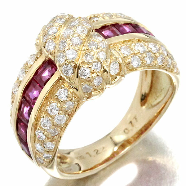 ダイヤ×ルビー オープンリング k18 750 13号 楽天市場】K18YG ルビー ダイヤモンド リング 13号 イエロー