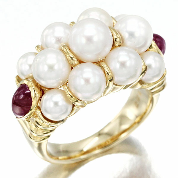 楽天市場】K18YG パール ルビー ダイヤモンド リング 11号 P7mm珠