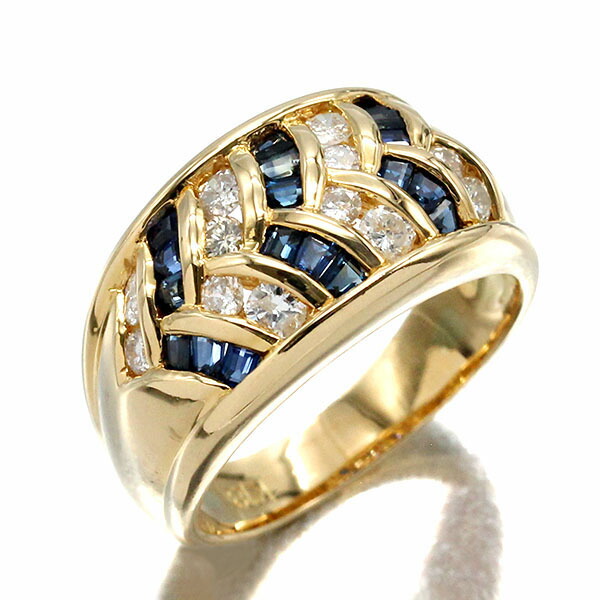 K18YG サファイア ダイヤモンド リング 14.5号 S0.83ct D0.58ct イエローゴールド750 宝石 ジュエリー 指輪 女性 レディース 豪華 アクセサリー 誕生日 記念日 プレゼント