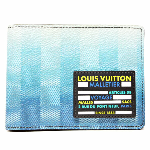 極美品 ルイヴィトン ポルトフォイユ ダミエ 二つ折り財布 N64033 ブルー LOUIS VUITTON ルイヴィトン ダミエ・グラフィット