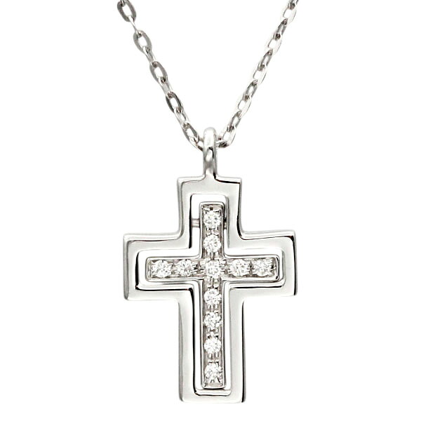 ダミアーニ DAMIANI ベルエポック ミニ クロス ネックレス ダイヤモンド K18WG 39.5cm/45cm 3.2g レディース 中古 ホワイトゴールド 750 18金 ペンダント クロスモチーフ ジュエリー デイリー フォーマル ファッション ギフト プレゼント|質・丸滝