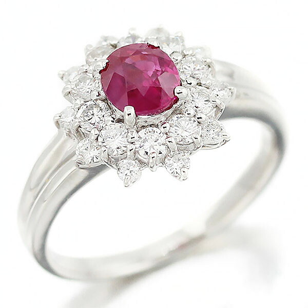 プラチナ ルビー ダイヤモンド リング 14号 R1.05ct D0.87ct Pt850 鑑別書 指輪 宝石 ジュエリー アクセサリー レディース 女性 ファッション おしゃれ 誕生石 7月 誕生日 バースデー プレゼント パーティー かわいい