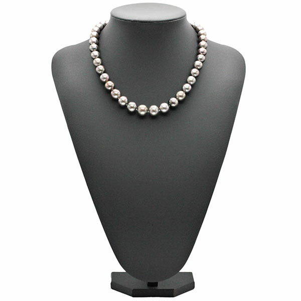 楽天市場】黒蝶真珠 パールネックレス10.7-14.0mm 黒銀色 ラウンド 約