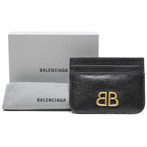 未使用 バレンシアガ BALENCIAGA MONACO カードホルダー 765463 2AAXB/1000 ブラックパフィー アリーナラムスキン 黒 ブラック カードケース モナコ 女性 レディース ユニセックス ブランド ゴールド金具 コンパクト BB ロゴ 誕生日 ギフト 贈り物 プレゼント