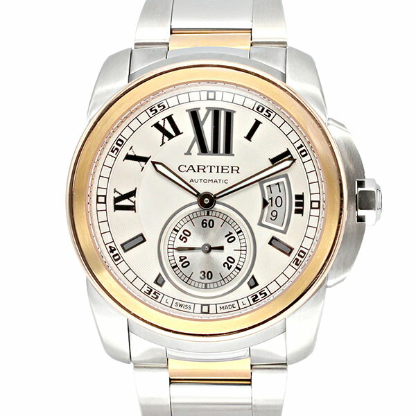 カルティエ Cartier カリブル ドゥ カルティエ W7100036 自動巻き シルバー文字盤 メンズ 腕時計 中古 正規品 PG SS ピンクゴールド ステンレススチール 42mm ウォッチ 男性用 ビジネス カジュアル 誕生日 プレゼン ブランド
