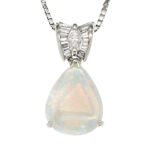 プラチナ オパール ダイヤモンド ペンダント ネックレス 40cm OP1.26ct D0.33ct Pt900/850 宝石 ジュエリー 女性 レディース 華やか アクセサリー 上品 かわいい お呼ばれ ギフト 誕生日 プレゼント 誕生石 10月 贈り物 バースデー|質・丸滝