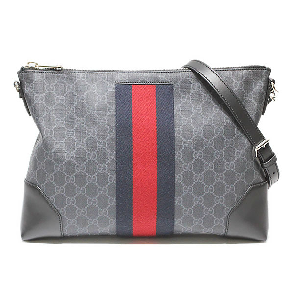 未当て嵌める グッチ GUCCI GGスプリーム ウェブストライプ ショルダーバッグ 474139 黒いこと PVC なめし革 メンズ ユニ一発やる 定め事品 曲がった掛け 肩かけ 鞄 ロゴタイプ 心地よい 通い 通学