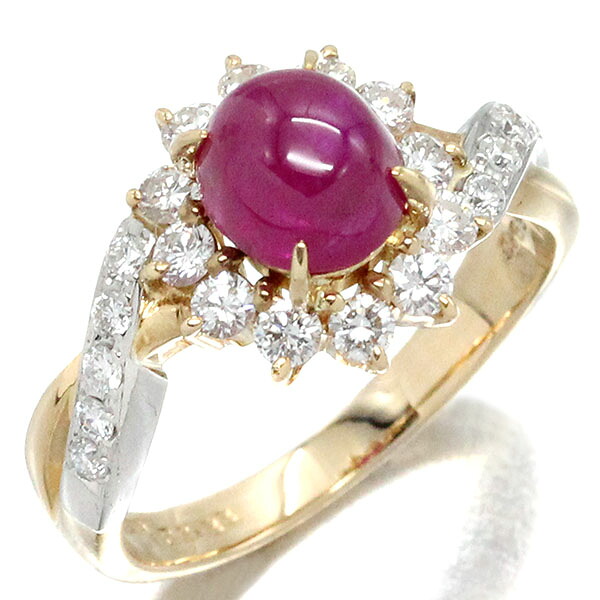 K18YG/プラチナ ルビー ダイヤモンド リング 12.5号 R2.33ct D0.63ct イエローゴールド750/Pt900 指輪 ジュエリー 宝石 レディース 女性 アクセサリー 誕生石 7月 4月 バースデー 誕生日 プレゼント 贈り物