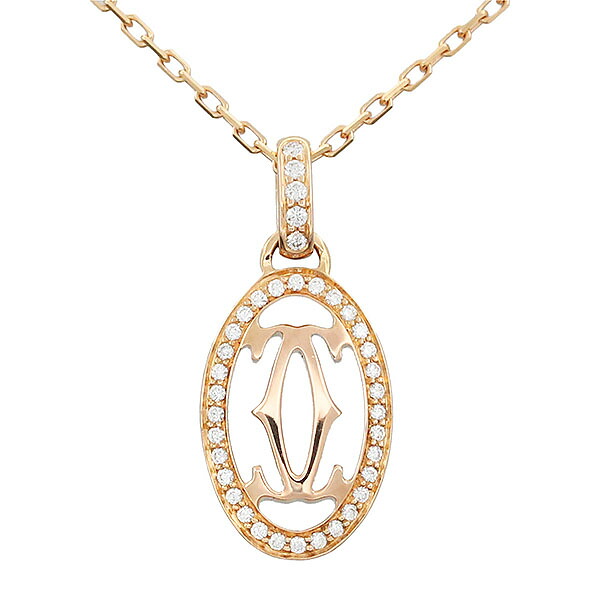 カルティエ Cartier ドゥーブルC ロゴ ダイヤモンド ネックレス K18PG 41cm ピンクゴールド750 金 18金 4.1g ジュエリー 宝石 アクセサリー 女性 レディース おしゃれ ファッション 誕生日 バースデー 記念日 プレゼント ブランド｜質・丸滝