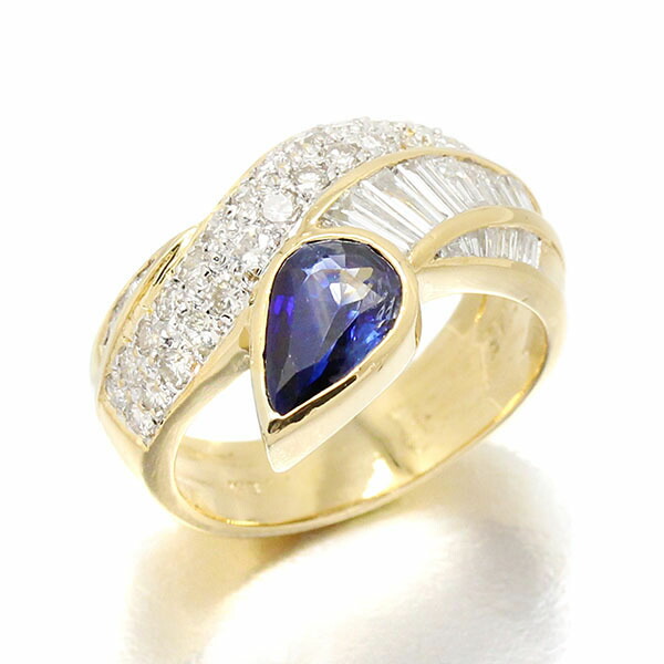 K18YG/K18WG サファイア ダイヤモンド リング 13号 S1.45ct D1.27ct ゴールド750 指輪 ジュエリー 宝石 レディース 女性 アクセサリー 上品 ゴージャス 華やか ギフト 誕生日 プレゼント 誕生石 9月 20代 30代 40代 50代 バースデー 贈り物