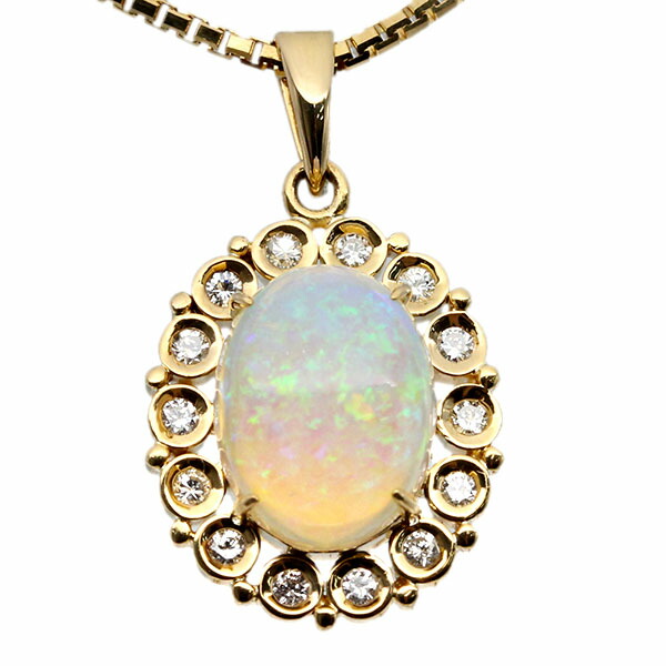 楽天市場】K18YG K18 18金 金 オパールネックレス ダイヤモンド