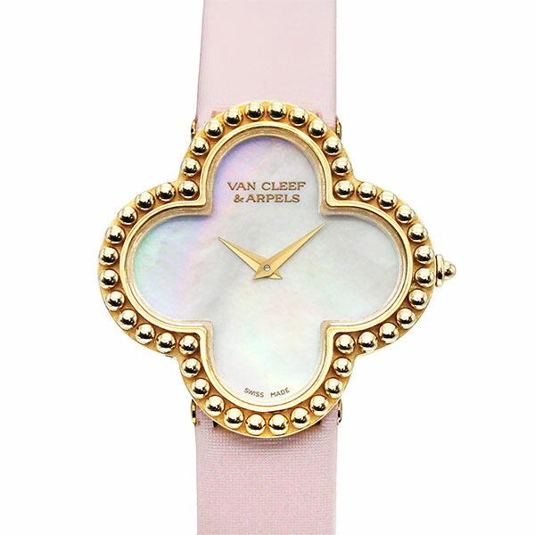 ヴァンクリーフ&アーペル VanCleef&Arpels ヴィンテージアルハンブラ ウォッチ K18YG マザーオブパール文字盤 レディース腕時計 クォーツ 29mm シェル ピンク ブランド 人気 プレゼント 女性 ギフト 誕生日 お祝い 記念日 デート お出かけ 可愛い おしゃれ 高級 ファッション