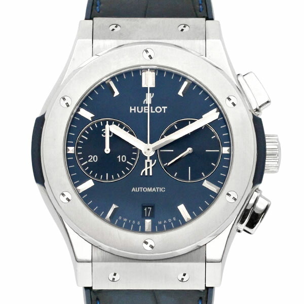 ウブロ HUBLOT クラシック・フュージョン クロノグラフ チタニウム ブルー 521.NX.7170.LR ブルー文字盤 チタン/ラバー/レザー メンズ腕時計 自動巻き 45mm シースルーバック 裏スケ ウォッチ watch 男性 ビジネスマン ファッション おしゃれ 誕生日 プレゼント ブランド