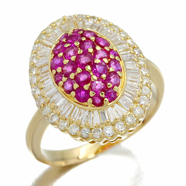 楽天市場】K18YG ルビー ダイヤモンド リング 13号 R0.52ct D0.40ct