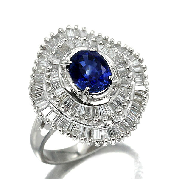 プラチナ サファイア ダイヤモンド リング 13号 S1.18ct D1.20ct Pt900 指輪 宝石 ジュエリー 女性 レディース 高級 プレゼント 20代 30代 40代 50代 誕生石 9月 誕生日 バースデー 贈り物 華やか｜質・丸滝 148,500円