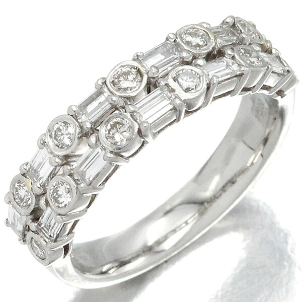 プラチナ ダイヤモンド リング 12号 D0.87ct Pt900 指輪 宝石 ジュエリー 華やか お洒落 エメラルドカット アクセサリー レディース 女性 誕生石 4月 誕生日 バースデー プレゼント お呼ばれ 贈り物｜質・丸滝