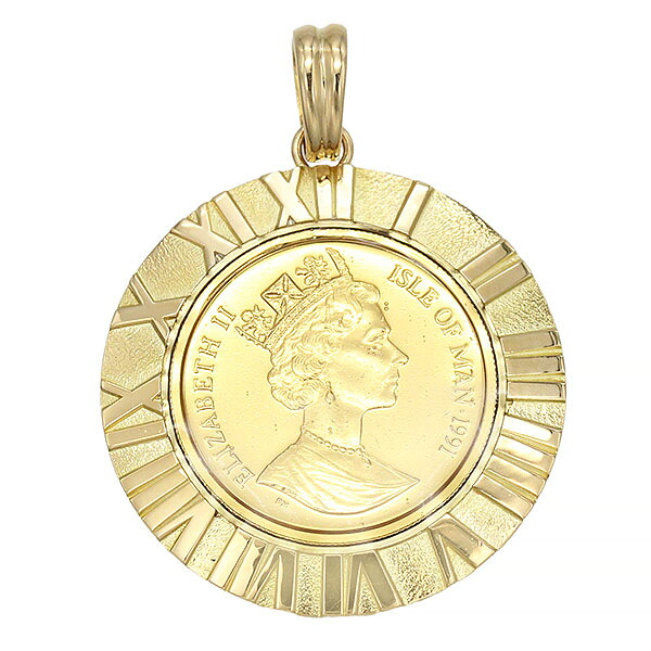 楽天市場】K24YG/14KCG マン島キャットコインペンダントトップ 1/25OZ