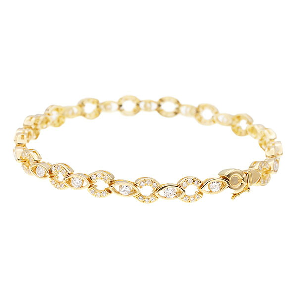 K18YG ダイヤモンド ブレスレット 16.5cm D1.79ct/0.62ct イエローゴールド750 14.7g 宝石 ジュエリー アクセサリー 女性 レディース おしゃれ ファッション 誕生石 4月 誕生日 バースデー 記念日 プレゼント
