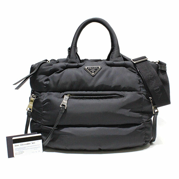 PRADA プラダ ハンドバッグ ナイロンバッグ PRADA プラダ Re-Nylon 2wayバッグ ブラック ナイロン レザー