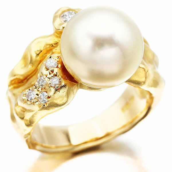 楽天市場】タサキ TASAKI 大粒淡水パール バケットダイヤ0.4ct リング