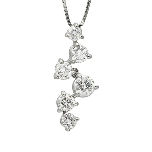 プラチナ/K18WG ダイヤモンド ネックレス 36.5cm/40cm D1.00ct Pt900 ホワイトゴールド750 3.5g 宝石 ジュエリー アクセサリー 女性 レディース 記念 誕生石 4月 誕生日 バースデー プレゼント 上品 シンプル