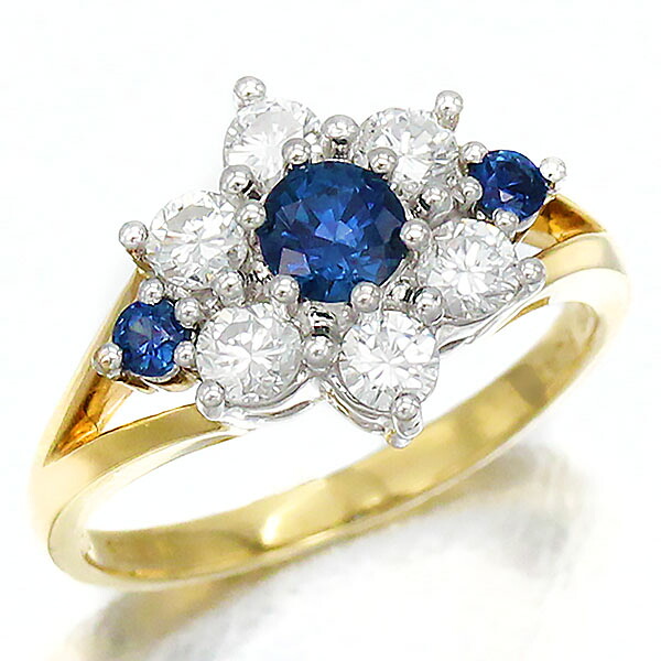 K18YG プラチナ サファイア ダイヤモンド リング 10.5号 4.2g S0.58ct D0.60ct イエローゴールド750 コンビ 指輪 宝石 ジュエリー アクセサリー 女性 レディース ファッション おしゃれ 誕生石 9月 誕生日 バースデー プレゼント 可愛い 上品｜質・丸滝 72,600円