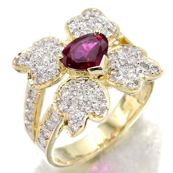 濃厚レッド✨計0.52CT✨k18YGルビーダイヤリング　k18ダイヤリング K18YGルビーダイヤモンドリング｜リング｜ベルシオラ 公式