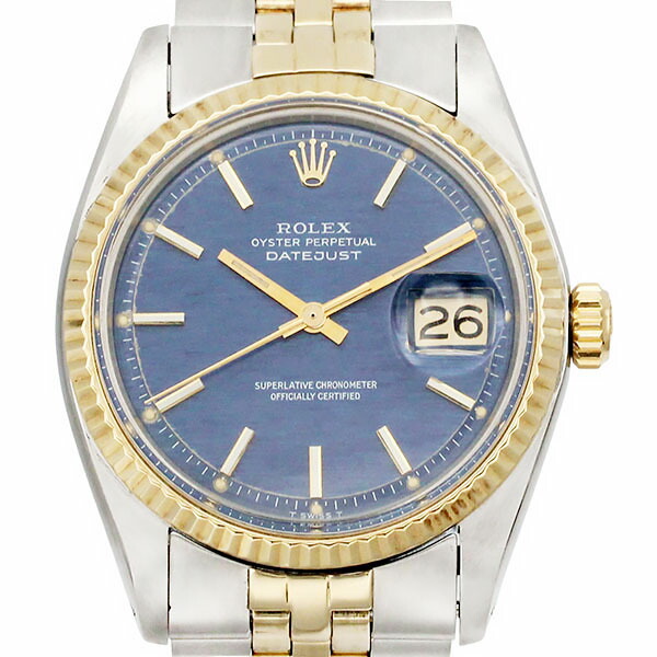 ロレックス ROLEX デイトジャスト 1601 ブルー文字盤 3番(1971年頃製) 自動巻き メンズ 腕時計 中古 正規品 SS YG コンビ ゴールド ステンレス 36mm ヴィンテージ 誕生日 プレゼント ブランド