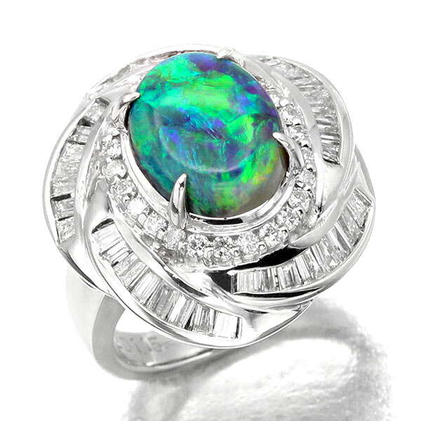 新品仕上げ済み プラチナ ブラックオパール ダイヤモンド リング 8号 BO2.92ct D1.15ct Pt900 ソーティング 指輪 大粒 宝石 ジュエリー アクセサリー レディース 女性 ファッション おしゃれ パーティー 華やか 誕生石 10月 誕生日 バースデー 贈り物 プレゼント