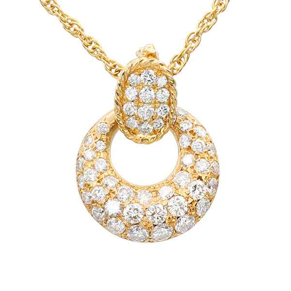 K18YG ダイヤモンド ネックレス 40cm D1.25ct/0.24ct 11.2g レディース 中古 イエローゴールド 750 18金 ジュエリー アクセサリー 宝石 ペンダント ファッション ギフト プレゼント 記念日 誕生日 贈り物｜質・丸滝