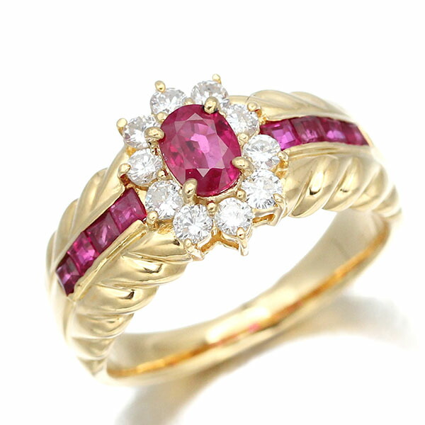 楽天市場】K18YG ルビー ダイヤモンド リング 11.5号 R.047ct D0.36ct