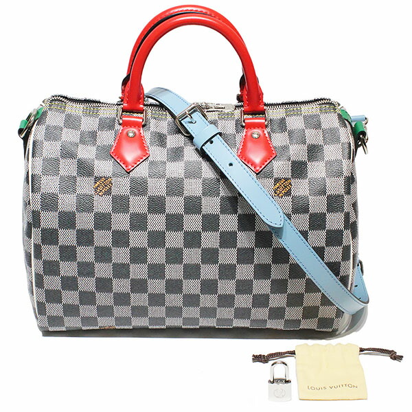 美品 ルイ・ヴィトン LOUIS VUITTON スピーディ・バンドリエール30 NM N40236 ダミエ ヴァージル・アブロー 2WAY ハンドバック ショルダーバッグ 黒いこと 薄墨色 レディース メンズ ユニ一発やる 中古 肩かけ 曲がった掛け 流行り物 差し上げ物