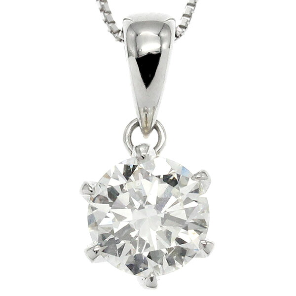 K18WG ホワイトゴールド プラチナ ネックレス ペンダント Pt900 750 18金 ダイヤモンド D1.217ct J/SI-1/VERY GOOD 60cm 3.7g レディース 女性 宝石 ジュエリー アクセサリー 誕生石 4月 中古