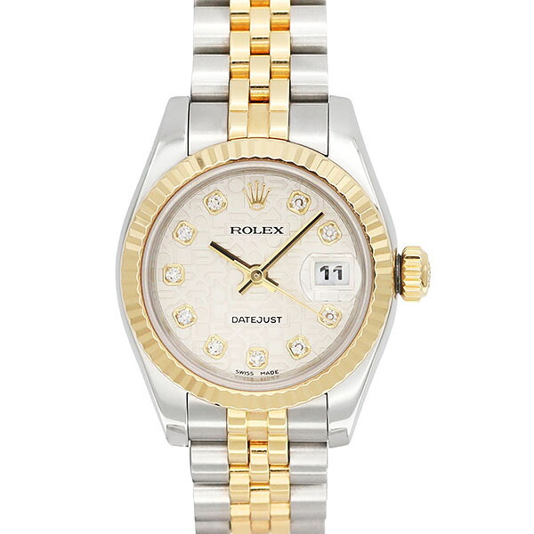 ロレックス ROLEX デイトジャスト 179173G F番 2003年～2004年頃製 保証書付き 彫りコンピューター文字盤 10Pダイヤ SS YG レディース腕時計 自動巻き 26mm 中古 ステンレススチール イエローゴールド コンビ ビジネス カジュアル デイリー 人気 定番｜質・丸滝