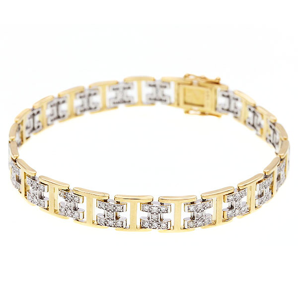K18YG/WG ダイヤモンド ブレスレット 18cm D1.20ct ゴールド750 20.1g 宝石 ジュエリー アクセサリー 女性 レディース おしゃれ ファッション 誕生日 バースデー 記念日 プレゼント|質・丸滝