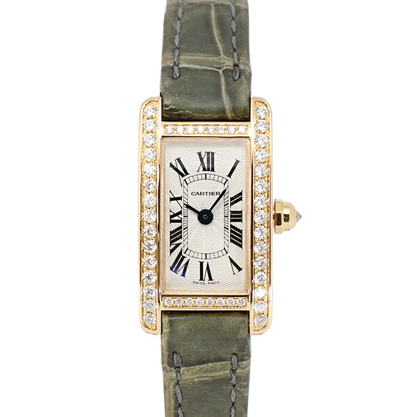 カルティエ Cartier タンクアメリカン ミニ WB710014 ダイヤモンドベゼル K18PG レディース腕時計 クォーツ Tank American 15mm ピンクゴールド750 生産終了モデル ウォッチ watch 女性 普段使い ファッション おしゃれ 誕生日 バースデー プレゼント ブランド