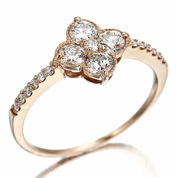 楽天市場】K18YG フラワーモチーフ ダイヤモンド リング 13号 D1.00ct