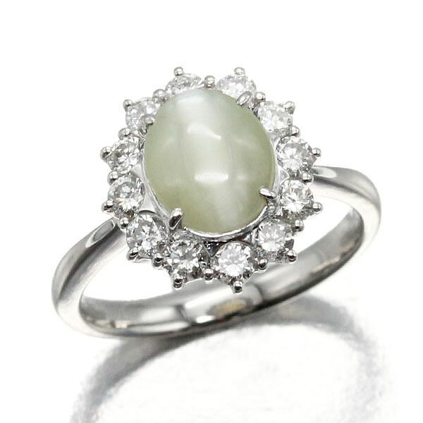 新品仕上げ済み プラチナ キャッツアイ ダイヤモンド リング 11号 CE2.01ct D0.72ct Pt900 6.0g 指輪 宝石 ジュエリー アクセサリー 女性 レディース ファッション おしゃれ 誕生日 バースデー プレゼント|質・丸滝