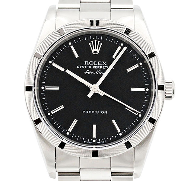 ロレックス ROLEX エアキング 14010M F番(2004年頃製) ブラック文字盤 自動巻き メンズ腕時計 中古 正規品 SS 34mm ステンレススチール ウォッチ ビジネス デイリー ギフト 誕生日 プレゼント ブランド 生産終了