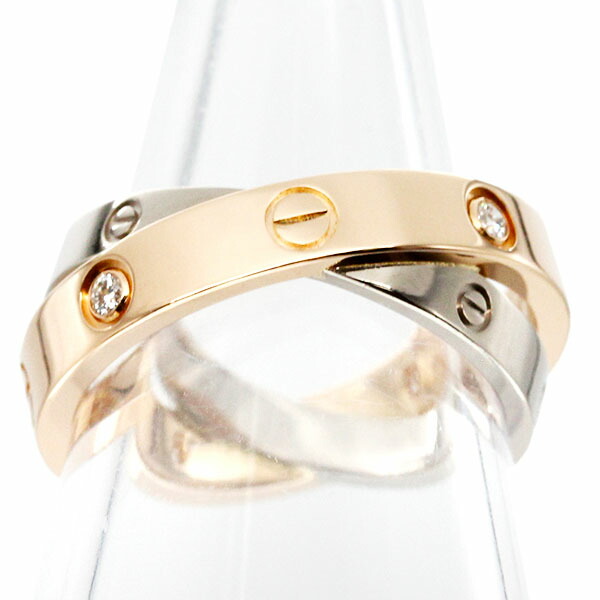 カルティエ Cartier ビーラブ ダイヤモンド リング #51 K18PG K18WG 6.9g レディース 中古 18金 ゴールド 750 コンビ 指輪 ジュエリー ブランド 定番 人気 ピンクゴールド ホワイトゴールド ギフト プレゼント 記念日 贈り物