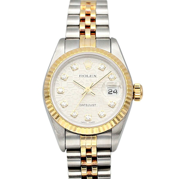 ロレックス ROLEX デイトジャスト 79173G 彫りコンピューター文字盤 F番(2003年～2004年) SS/YG 10Pダイヤ レディース腕時計 自動巻き DATEJUST 26mm ステンレススチール イエローゴールド750 コンビ ウォッチ watch 女性 ファッション おしゃれ 誕生日 プレゼント ブランド