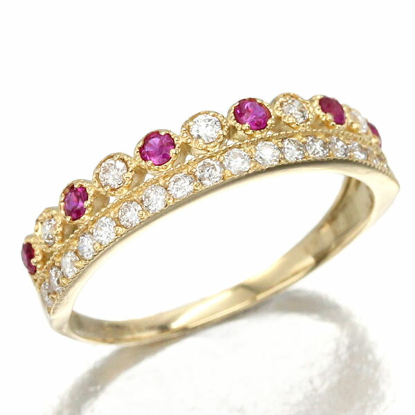 ダイヤ×ルビー オープンリング k18 750 13号 楽天市場】K18YG ルビー ダイヤモンド リング 13号 イエローゴールド