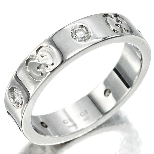 グッチ GUCCI アイコン リング 9号 ダイヤモンド K18WG ホワイトゴールド750 4.25g ICON Ring 指輪 宝石 ジュエリー アクセサリー 女性 レディース ファッション おしゃれ 誕生石 4月 誕生日 バースデー プレゼント ブランド