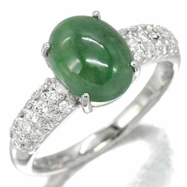 翡翠 ダイヤモンド リング レディース アクセサリー 翡翠」K18 天然ヒスイ 天然ダイヤモンド リング 上品 忍耐 調和 飛躍 5