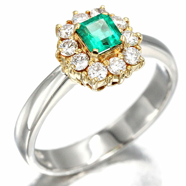 楽天市場】プラチナ エメラルド ダイヤモンド リング 8号 E1.647ct D1
