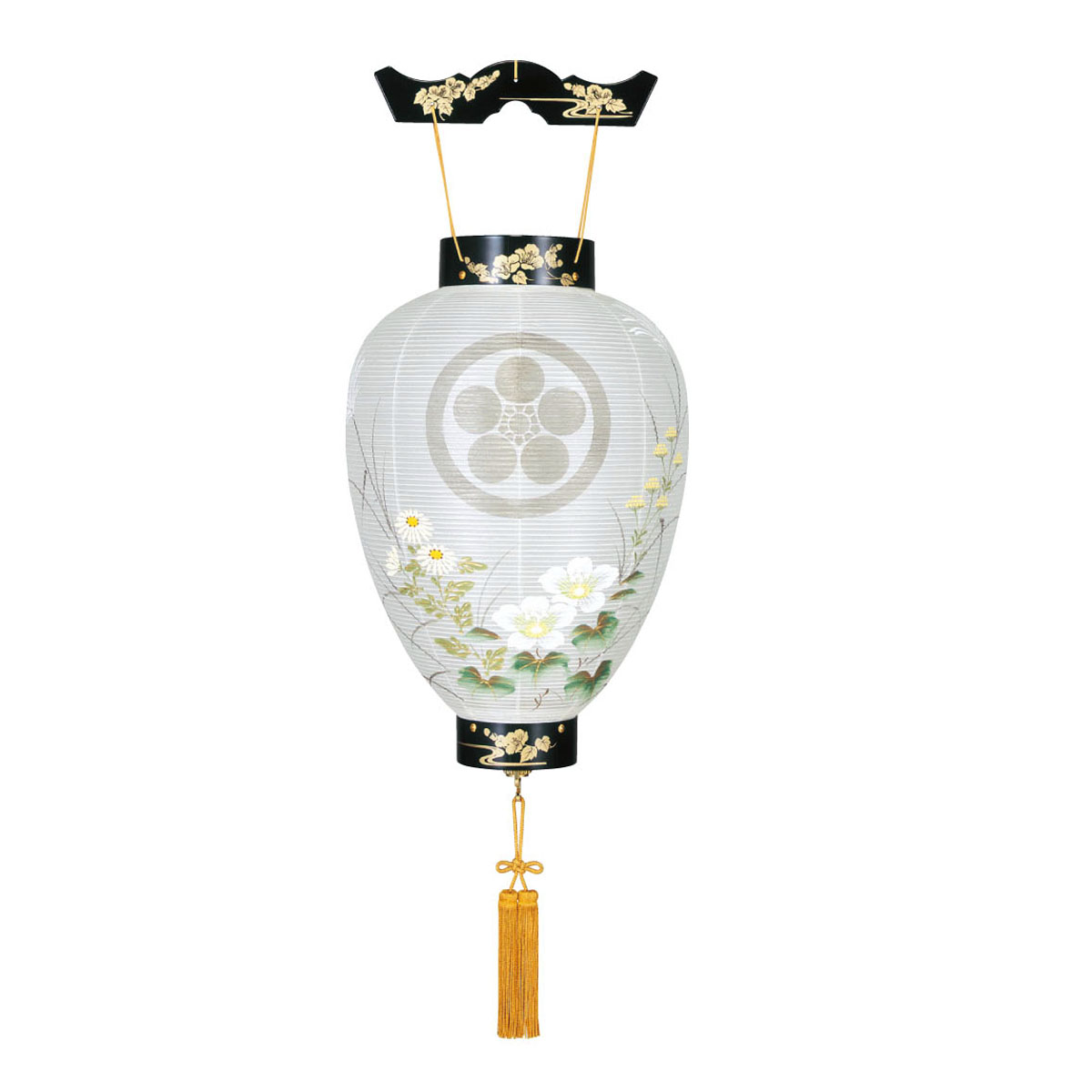 新盆 仏具 盆 ちょうちん 八女提灯 御所 壺型 お盆 提灯 初盆用 贈答 Led 楕円 盆提灯 灯篭 盆灯篭 お供え 盆提灯 家紋入り 御所提灯 別選 蒔絵 絹 絵入 g 8104 00 230e家紋入れ 代金込み 絹 プラスチック製 電池式 コードレス Led 壷型 楕円