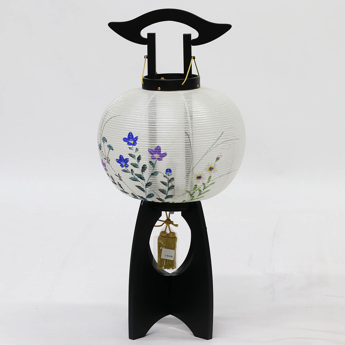 最安値 盆提灯 9号 四季灯 9号 桔梗にススキ 絹 黒塗り j W絹 木製 電気コード式 現代風 リビング モダン インテリア おしゃれ インテリア提灯 格安人気 Mehtris Com