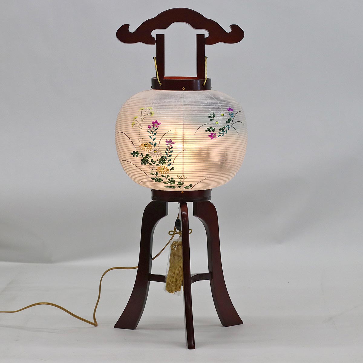 盆提灯 一尺号 桜調 絹二重 絵入 on No10絹 二重 電気コード式 置き型 置き提灯 行灯 行燈 Rvcconst Com